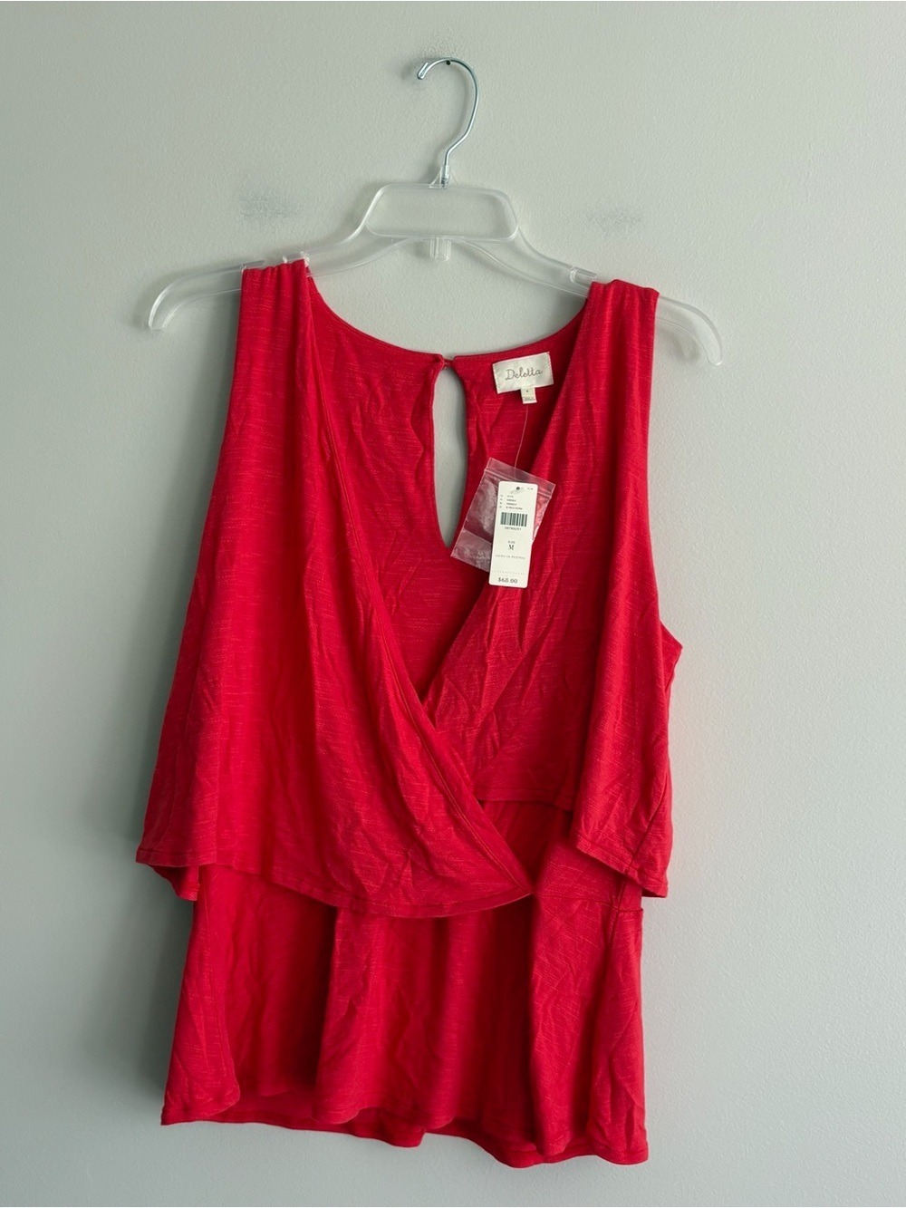Deletta for Anthropologie Red Sleeveless Surplice Top Size M NWT